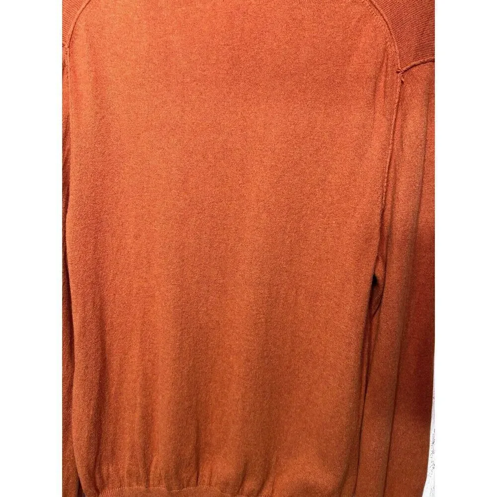 Banana Republic Men's V Neck Sweater Cotton Cashmere Blend Burnt Orange Size M